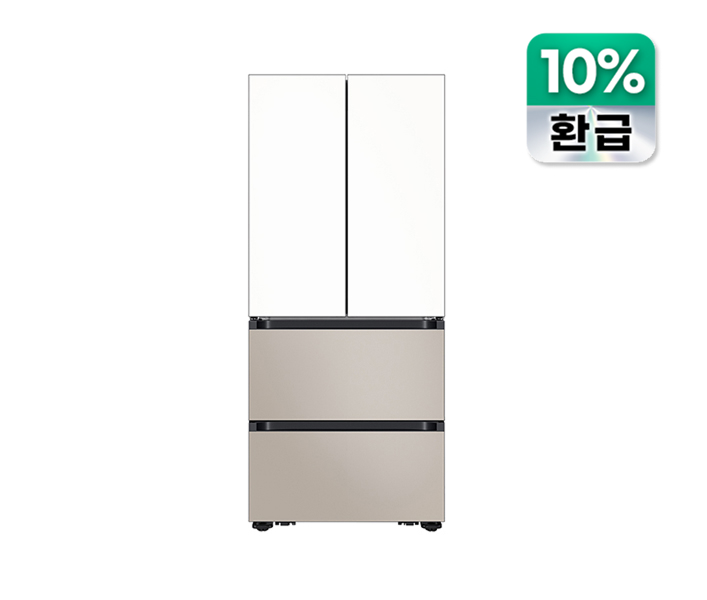 [으뜸효율] AI 김치플러스 4도어 김치냉장고 490L (냄새케어 안심) 에센셜 화이트 베이지